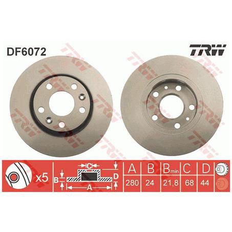 TRW — TRW Brake Rotor 280mm x 21.8 Min — part number DF6072S
