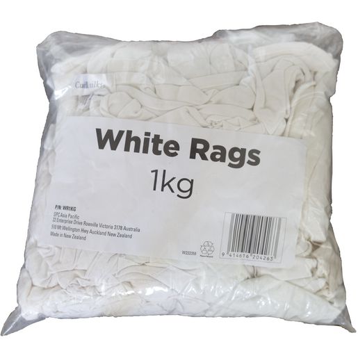 Rags — White T-Shirt Rags 1Kg — part number WR1KG