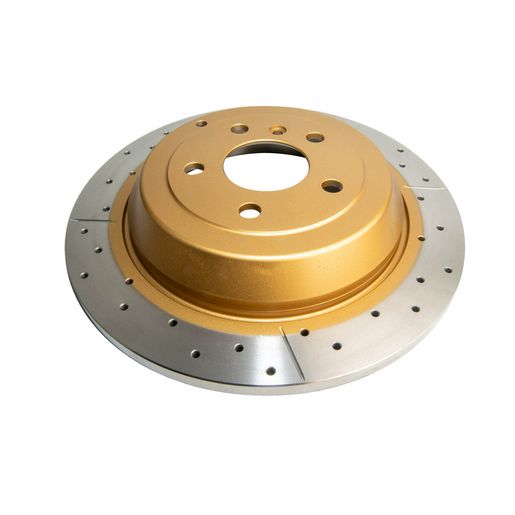 DBA Brakes — DBA Street Gold Cross-Drilled & Slotted Disc Brake Rotor — part number DBA2253X
