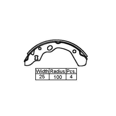 XP — XP Brake Shoe Set 200 x 25mm — part number XK3373 N