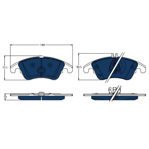 TRW — TRW Electric Blue EV Hybrid Brake Pad Set — part number GDB1737BTE