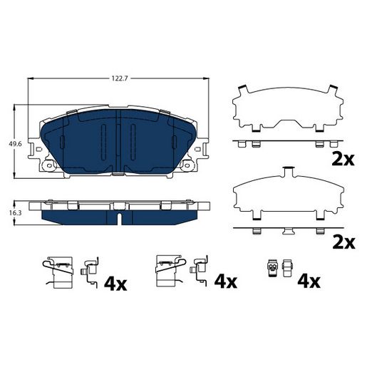 TRW — TRW Electric Blue EV Hybrid Brake Pad Set (DB2159) — part number GDB4173BTE