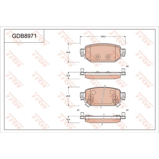 TRW — TRW DTEC Ceramic Brake Pads Set (DB2495) — part number GDB8971DT