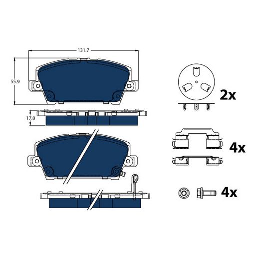 TRW — TRW Electric Blue EV Hybrid Brake Pad Set (DB2047) — part number GDB3407BTE