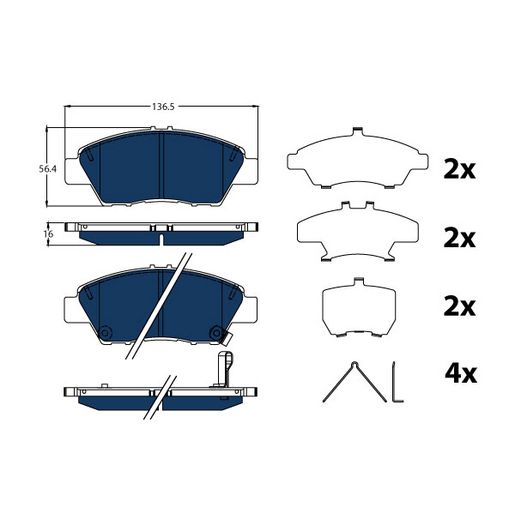 TRW — TRW Electric Blue EV Hybrid Brake Pad Set (DB1991) — part number GDB3493BTE