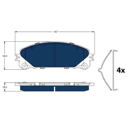 TRW — TRW Electric Blue EV Hybrid Brake Pad Set — part number GDB3484BTE