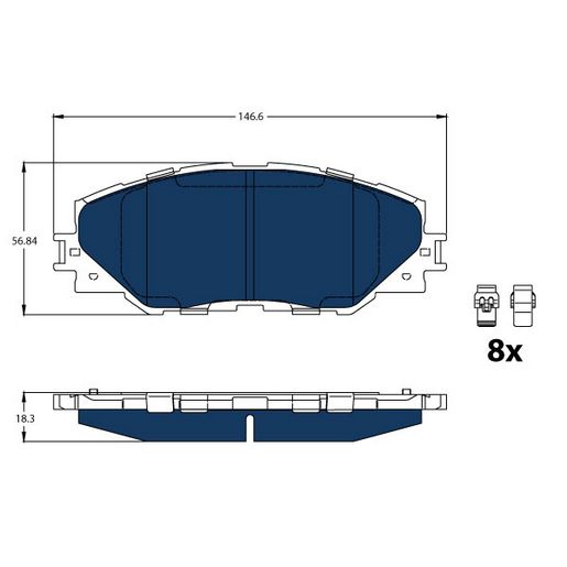 TRW — TRW Electric Blue EV Hybrid Brake Pad Set (DB1801) — part number GDB3424BTE