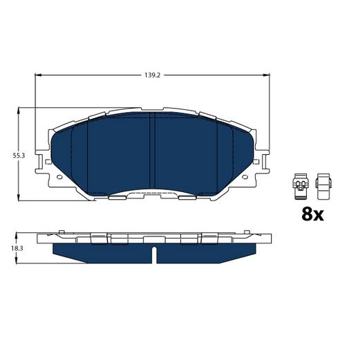 TRW — TRW Electric Blue EV Hybrid Brake Pad Set (DB1802) — part number GDB3425BTE