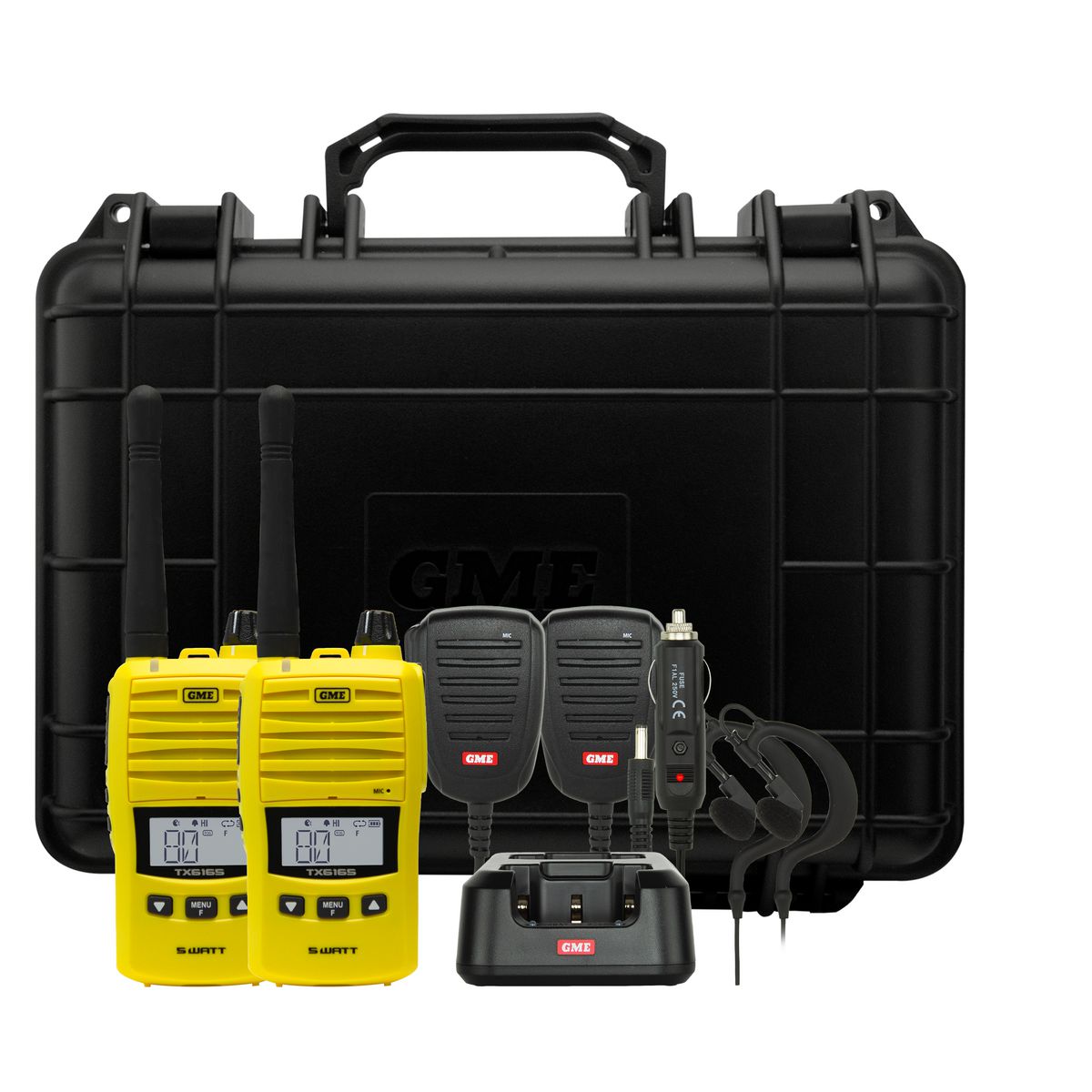 GME — 5/1 Watt UHF CB Handheld Radio including Accessories - Twin Pack - Yellow — part number TX6160YTP