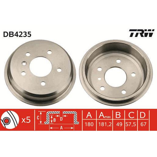 TRW — TRW Brake Drum — part number DB4235