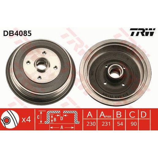 TRW — TRW Brake Drum — part number DB4085