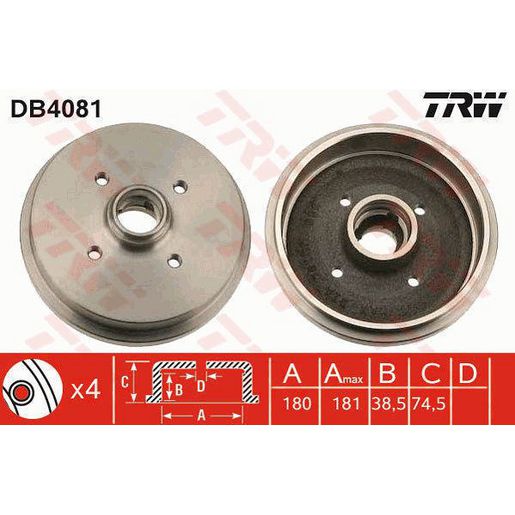 TRW — TRW Brake Drum — part number DB4081