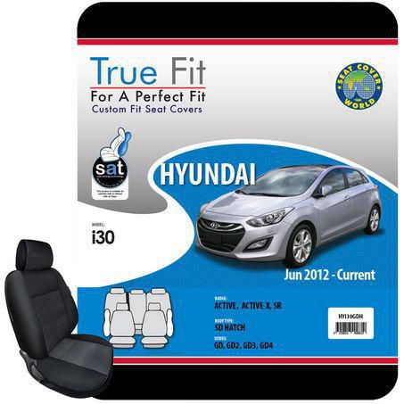 TRUE FIT — True Fit Tailored Fit Front & Rear Car Seat Covers Polyester, Black - Set — part number HYI30GDH