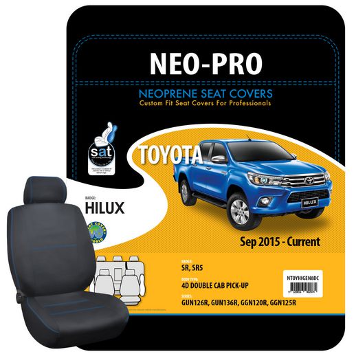 TRUE FIT — True Fit Tailored Fit Front & Rear Car Seat Covers Neoprene, Charcoal/Blue - Set — part number NTOYHIGEN8DC