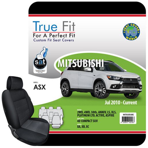 TRUE FIT — True Fit Tailored Fit Front & Rear Car Seat Covers Polyester, Black - Set — part number MITASXXABC