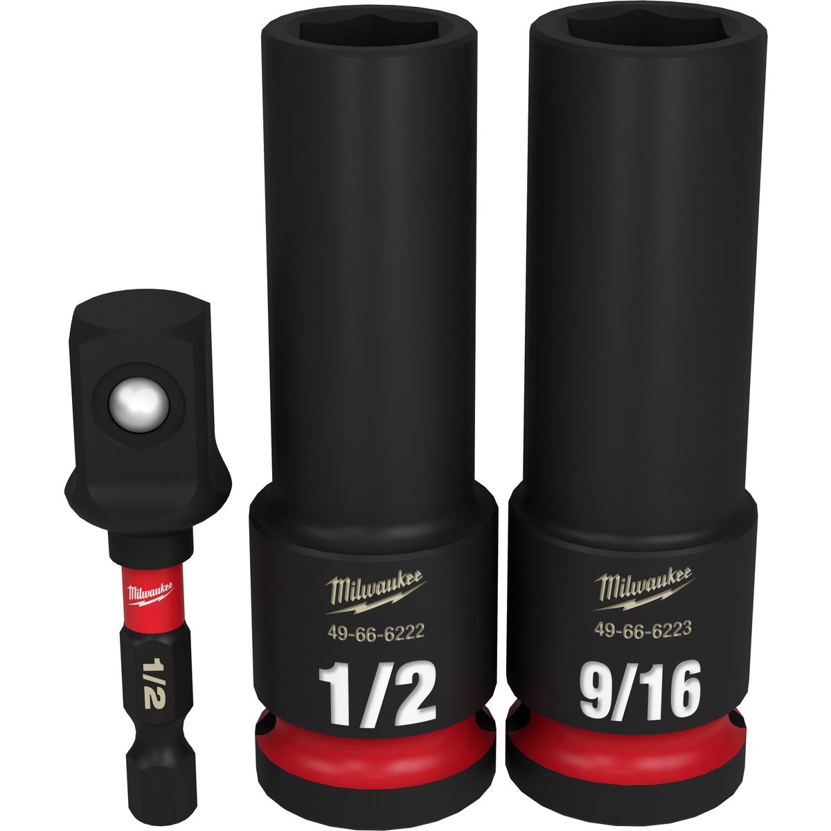MILWAUKEE — Milwaukee 3 Pc 1/2in Dr Deep Impact Socket Set - Metric — part number 49664485