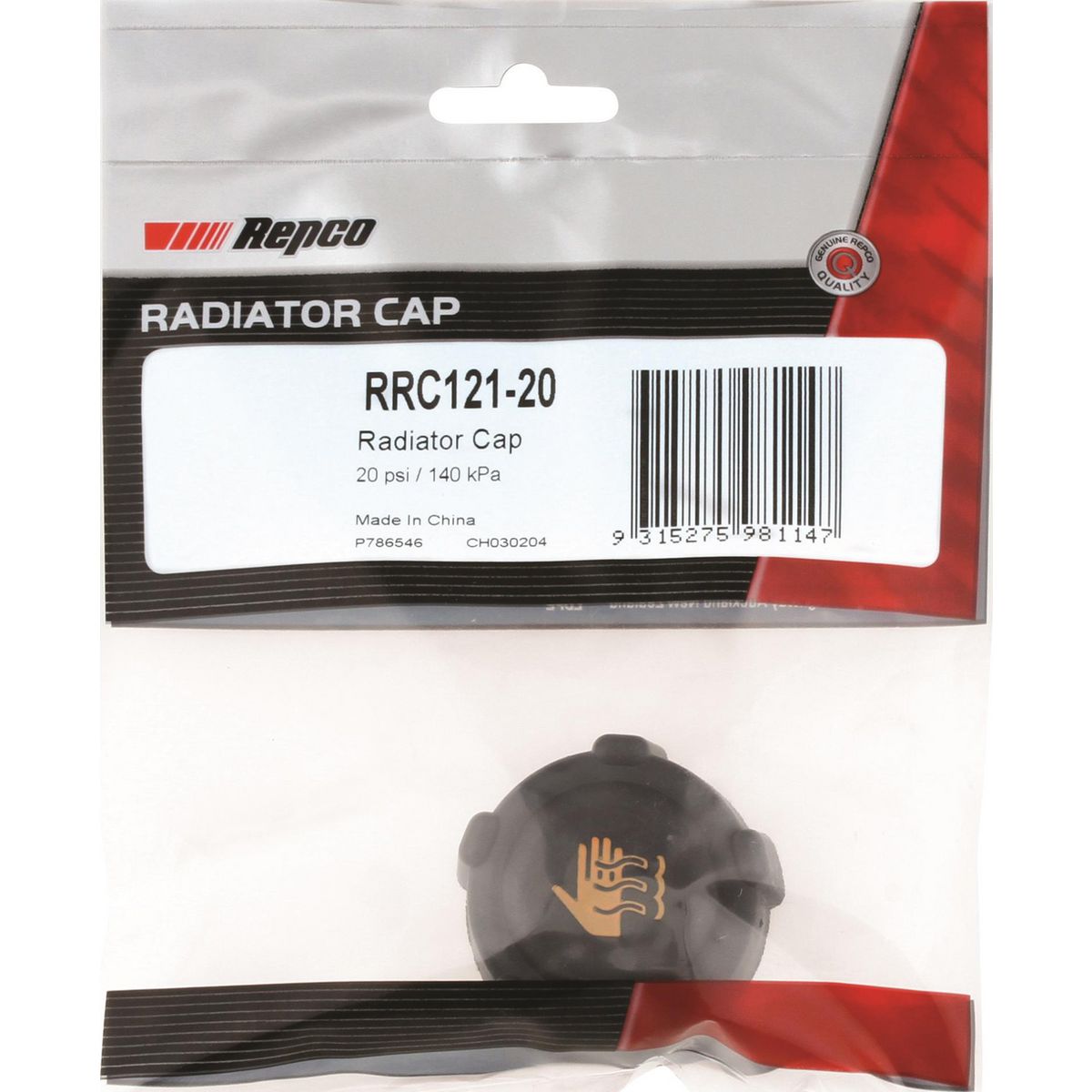 Repco — Repco Expansion Tank Cap 20 Psi - 140 kPa Plastic Screw On — part number RRC121-20