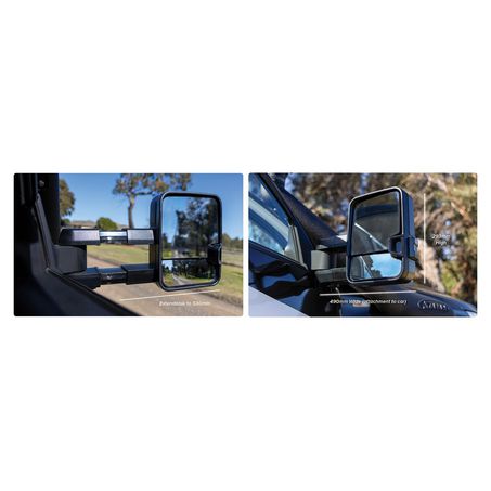 Drivetech 4x4 — Drivetech4x4 Electric Towing Mirrors to suit Isuzu D-Max/MU-X & Holden Colorado, Black Pair — part number DT-TM2017EBS