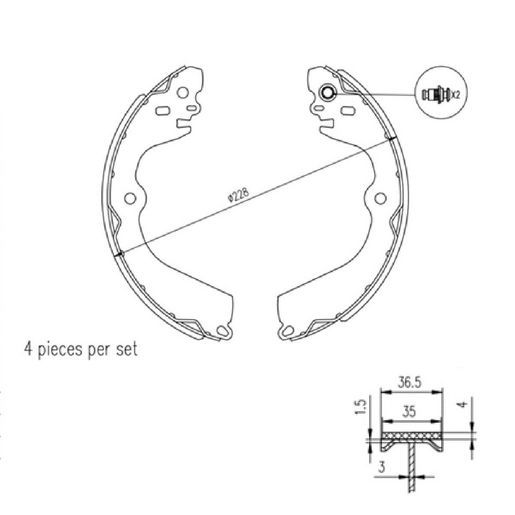 RDA Brakes — RDA Ceramic Brake Shoe Set — part number R3001C