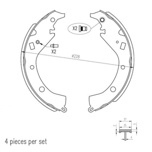 RDA Brakes — RDA Brakes Brake Shoe Set 295mm x 50 — part number R3004C