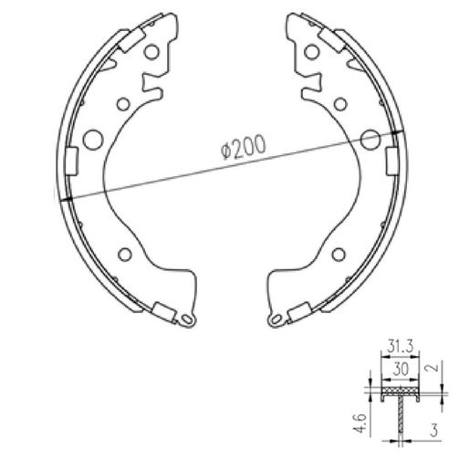 RDA Brakes — RDA Brakes Brake Shoe Set 295mm x 50 — part number R3005C