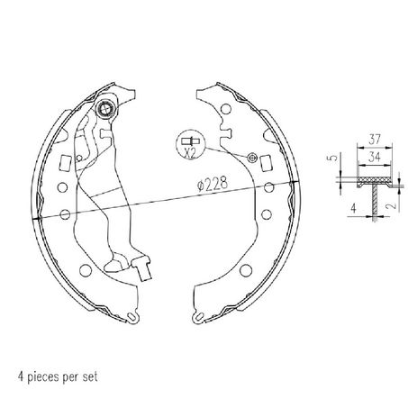 RDA Brakes — RDA Ceramic Brake Shoe Set Inc. H/B Lever — part number R2028CB