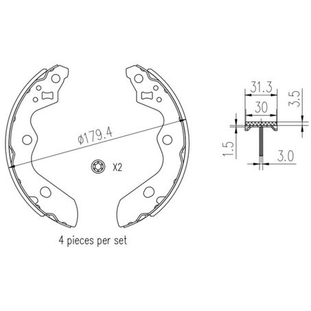 Repco — Repco Brake Shoe Set — part number RCBS5304