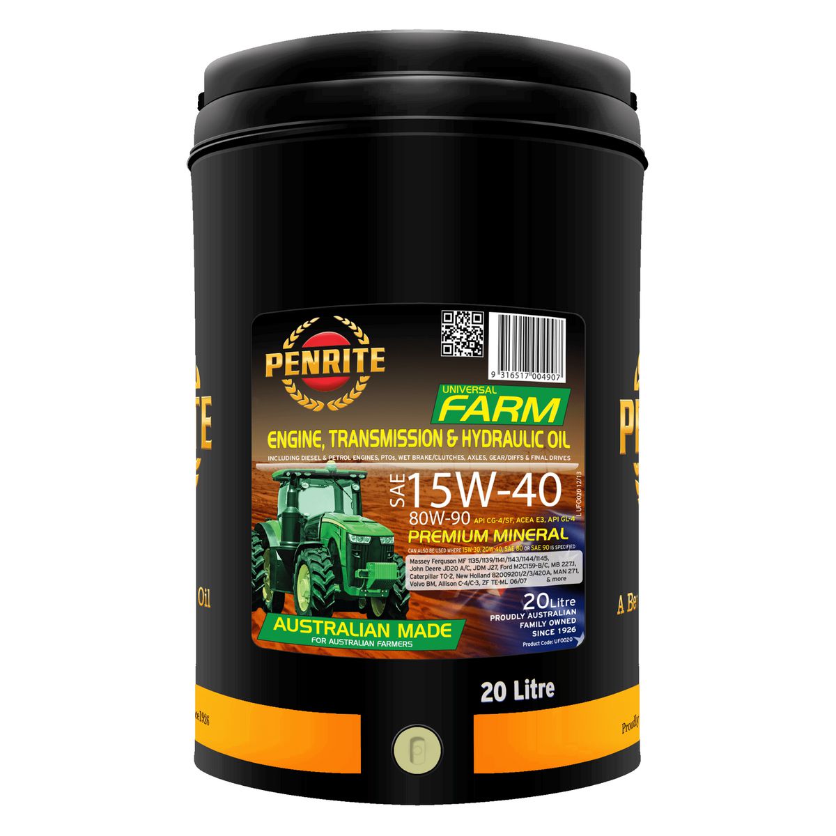 Penrite — Penrite Universal Farm Oil 15W-40 Engine Oil 20L — part number UFO020